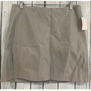 Free People Hemp Mini Skirt Casual A-Line Faux‎ Leather Like Gray Size 10